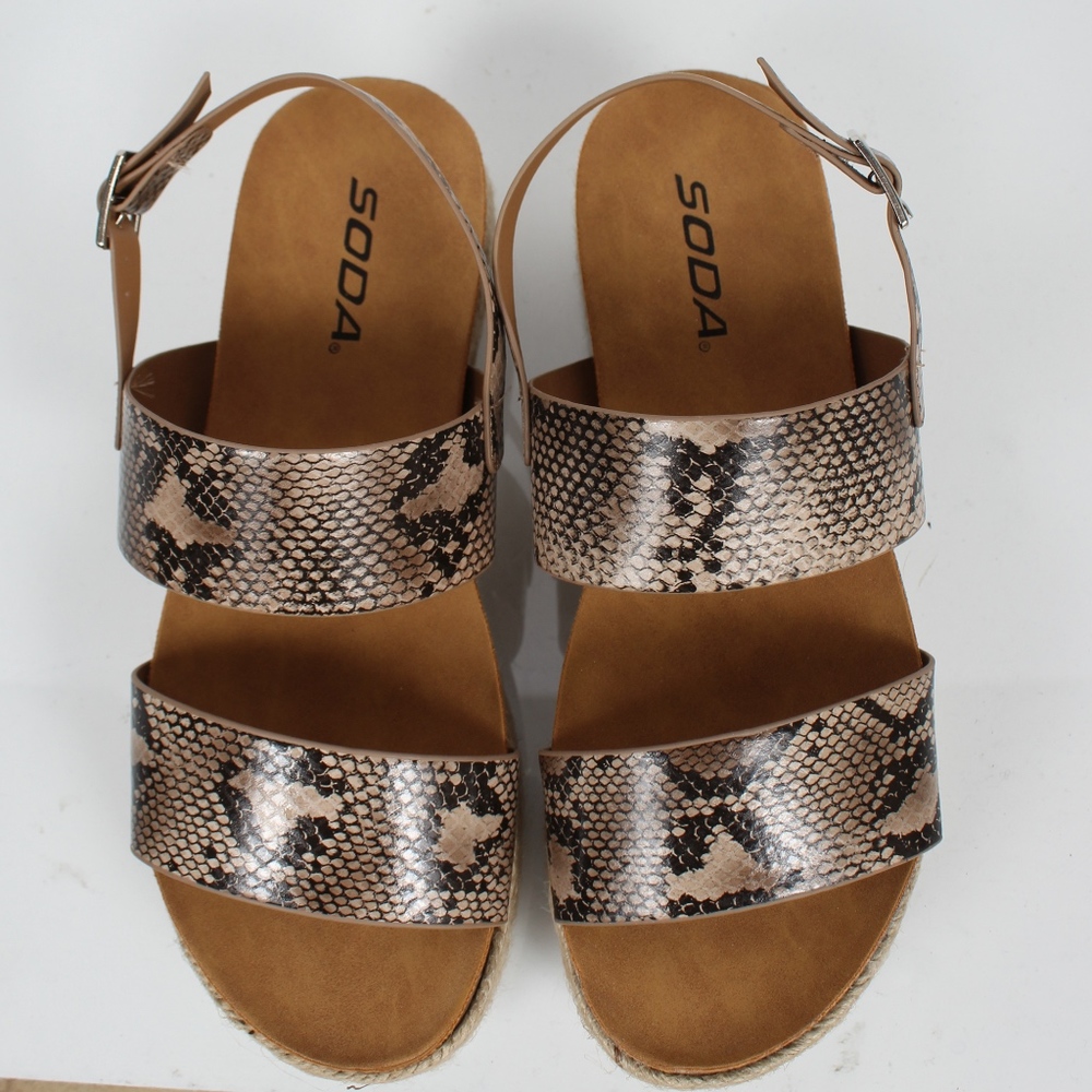Size 5.5 Natural Python Open Toe Espadrille Flatfo - Picture 5 of 5